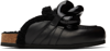 Jw Anderson Black Shearling Chain Loafers In 999 Black
