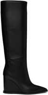 Gianvito Rossi Leather Wedge Knee-high Boots In Dark Green