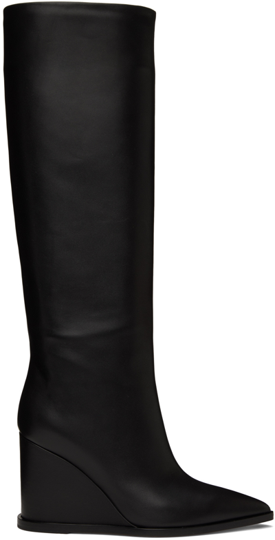 Gianvito Rossi Leather Wedge Knee-high Boots In Black