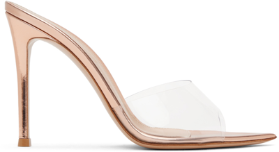 Gianvito Rossi Elle 105mm Transparent Mules In Clear,rose Gold