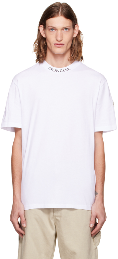 Moncler White Patch T-shirt In 001 White