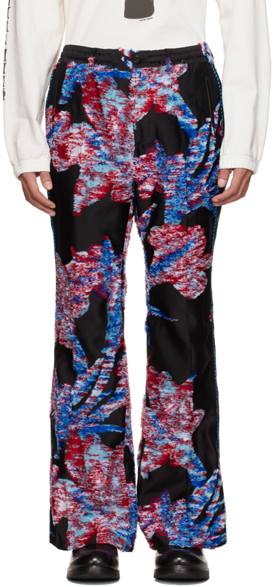 Taakk Black Jacquard Track Pants In Multi