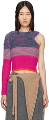 Andersson Bell Multi-coloured Knit Asymmetric Top In Pink Pink