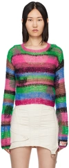 Andersson Bell Striped Open-knit Mohair-blend Sweater In Pink