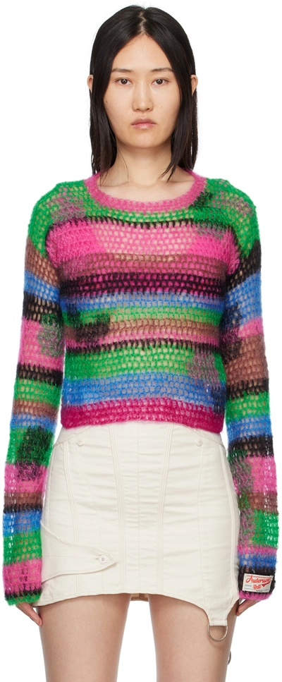 Andersson Bell Striped Open-knit Mohair-blend Jumper In Multicolour