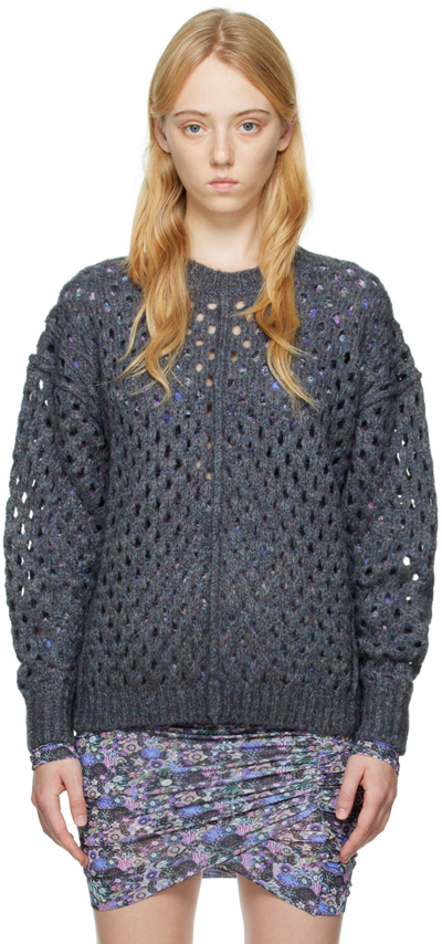 Isabel Marant Étoile Open-knit Round Neck Sweater In Antracite
