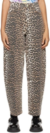 Ganni Print Denim Betzy Cropped Jeans Leopard In 943 Leopard