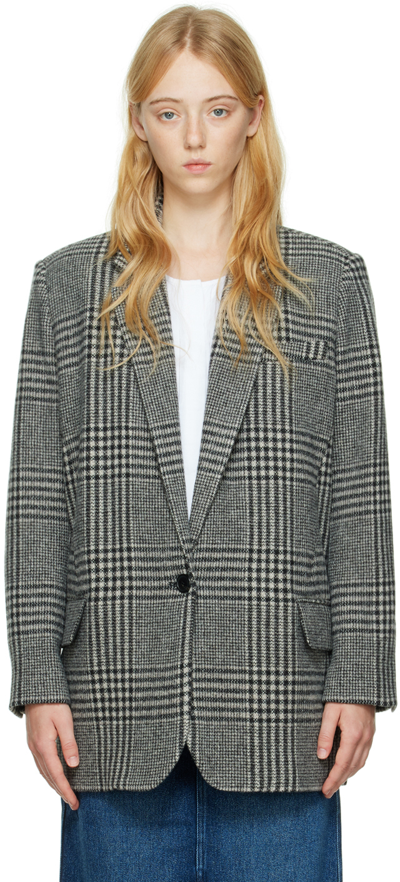 Isabel Marant Étoile Cikaito Single Breast Wool Blazer In Ivory,black