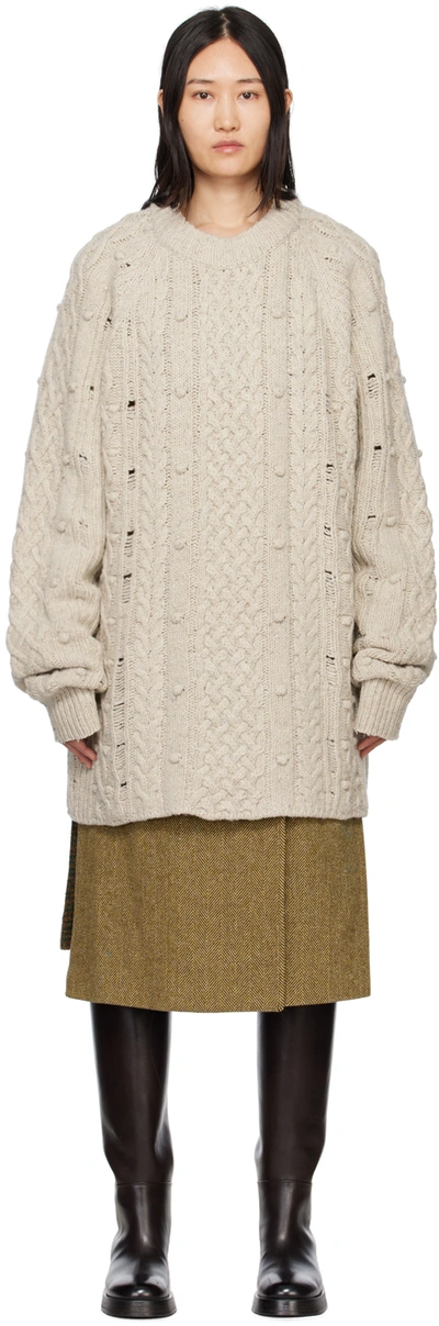Andersson Bell Beige Long Sweater In Ecru