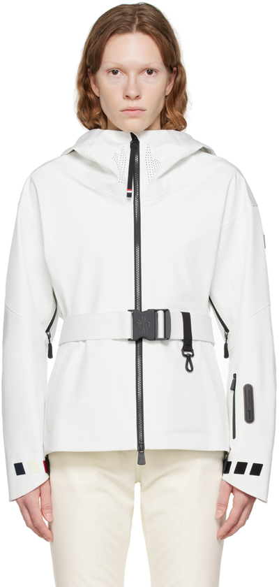 Moncler Women's Grenoble Teche Belted Hooded Jacket In White
