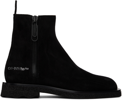 Off-white Side Logo-print Ankle Boots In Black Black