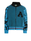 Aries Varsity Brand-embroidered Recycled-wool, Wool And Recycled Polyamide Jumper In Light Blue