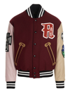 Aries Logo-patch Varsity Jacket In Bordeaux