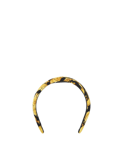 Versace Barocco Padded Headband In Nero