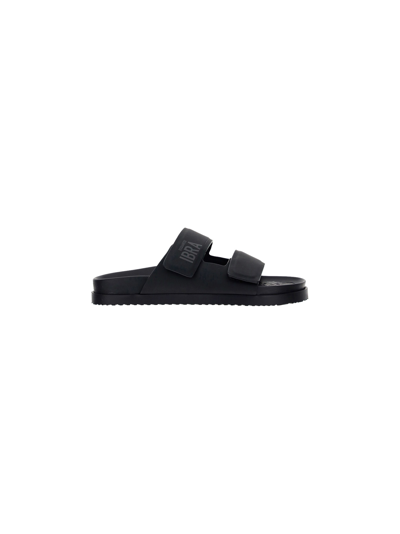 Dsquared2 Ibra Rubberized Leather Sandals In Black