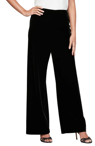 Alex Evenings Women's Velvet Flat-front Pull-on Trousers In Black