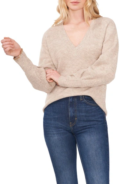 1.state Women's Long Sleeve Pull On V-neck Sweater In Oatmeal
