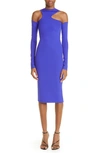 Off-white Violet Asymmetric Long-sleeve Midi Dress In Purple Pu