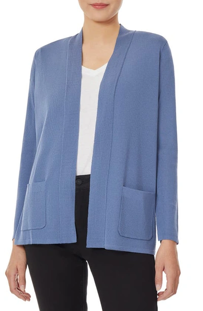 Jones New York Womens Knit Open Front Cardigan Sweater In Mineral Blue