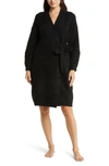 Barefoot Dreams Ribbed Cozychic Side-tie Robe In Black