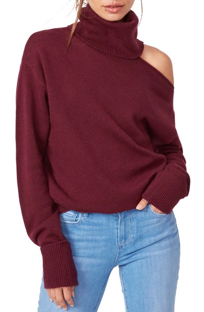 Paige Raundi Cutout Shoulder Sweater In Fig