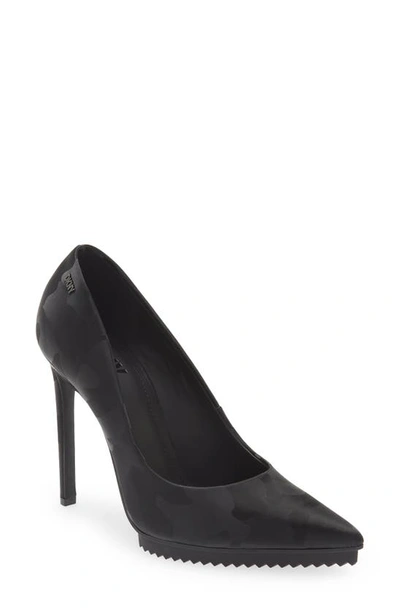 Dkny Carisa Pointed Toe Pump In Black Cracked Leather