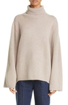 Totême Wool And Cashmere Turtleneck Sweater In Beige Melange