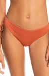 Roxy Beach Classics Side Tie Hipster Bikini Bottoms In Baked Clay
