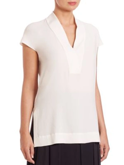 Escada V-neck Cap-sleeve Silk Shell In White