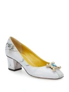 CHARLOTTE OLYMPIA OPRAH MARBLE-PRINT LEATHER PUMPS,0400090610056