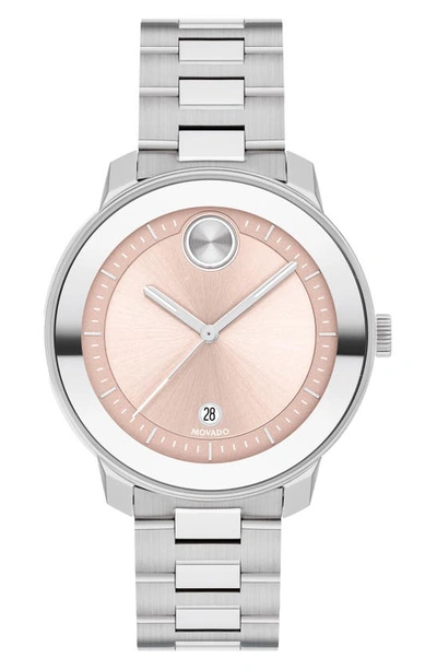 Movado Women's Bold Verso Swiss Quartz Silver-tone Stainless Steel Watch 38mm In Pink