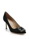 Manolo Blahnik Hangisi 70 Embellished Satin Pumps In Black