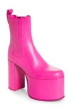 Valentino Beatle Platform Leather Booties In Pink