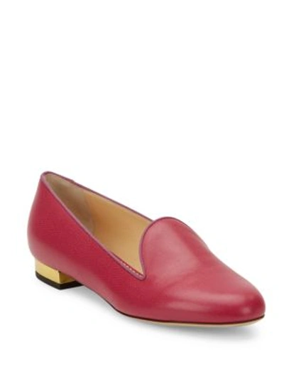 Charlotte Olympia Abc Customizable Leather Flats In Magenta
