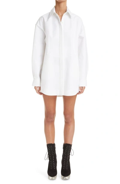 Alaïa Corset Inspired Cotton Poplin Mini Shirtdress In Blanc
