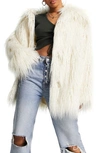 Asos Design Faux Fur Coat In Cream