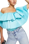 ASOS DESIGN GOING OUT RUFFLE OFF THE SHOULDER TOP