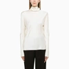 JIL SANDER IVORY-COLOURED SATIN BLOUSE