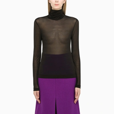 Dries Van Noten Tulle Turtleneck Top In Black ModeSens