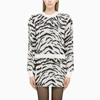 Alessandra Rich Zebra Intarsia Knitted Sweater In White