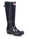 Hunter Original Back-adjustable Gloss Rain Boots In Navy