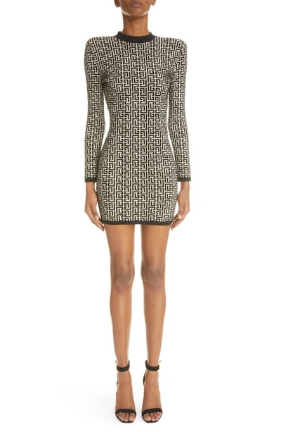 Balmain Monogram Jacquard Dress In Multicolor