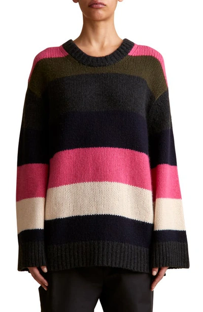 Khaite Jade Oversized Striped Cashmere Sweater In Spotted