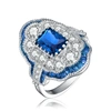GENEVIVE GENEVIVE Sterling Silver Sapphire Cubic Zirconia Pave Cocktail Ring