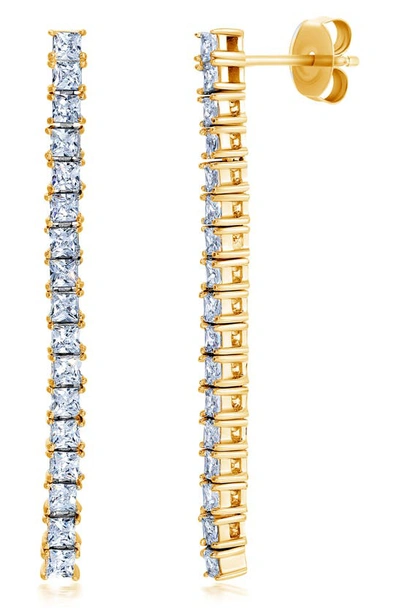 Crislu Cubic Zirconia Linear Drop Earrings In Gold