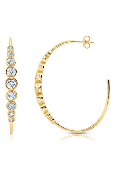 Crislu Cubic Zirconia Bezel Hoop Earrings In Gold