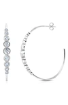 Crislu Cubic Zirconia Bezel Hoop Earrings In Platinum