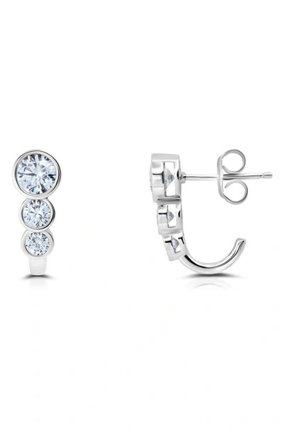 Crislu Cubic Zirconia Huggie Hoop Earrings In Platinum