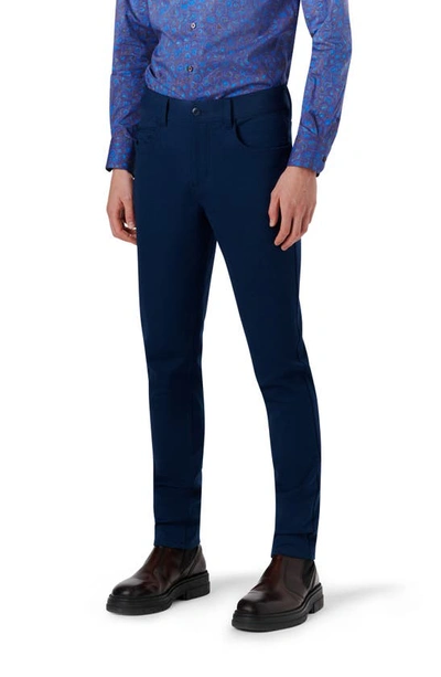 Bugatchi Stretch Knit Trousers In Navy