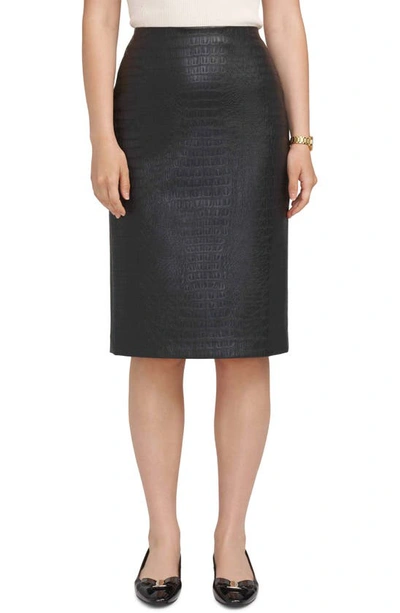 Anne Klein Croc Embossed Faux Leather Skirt In Anne Black